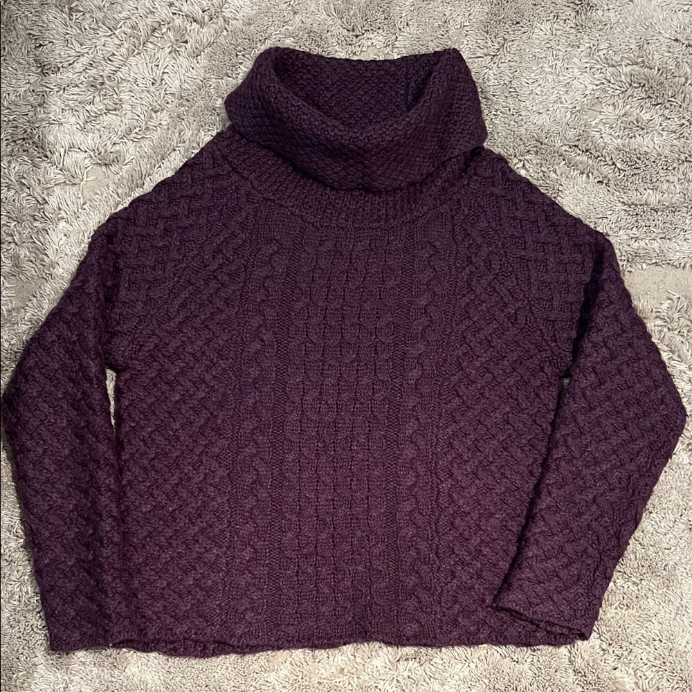 Women's Purple Cable Knit Sweater, M
